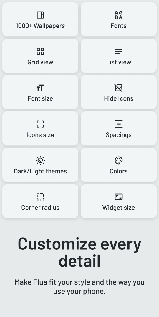 Flua Launcher customization options